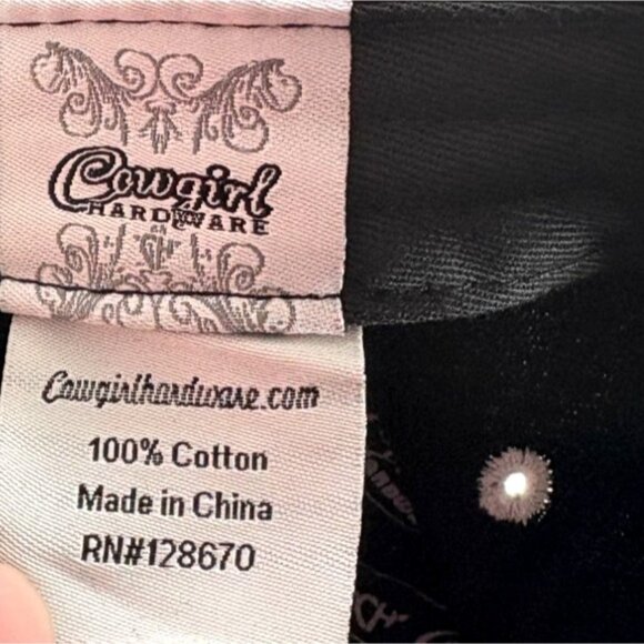 Cowgirl Hardware Black Embroidered Snapback Womens Baseball Cap Hat - Picture 8 of 8